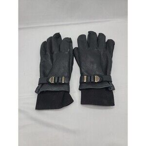 Mens Lauer Black Leather Gloves With Fleece Lining Size XL